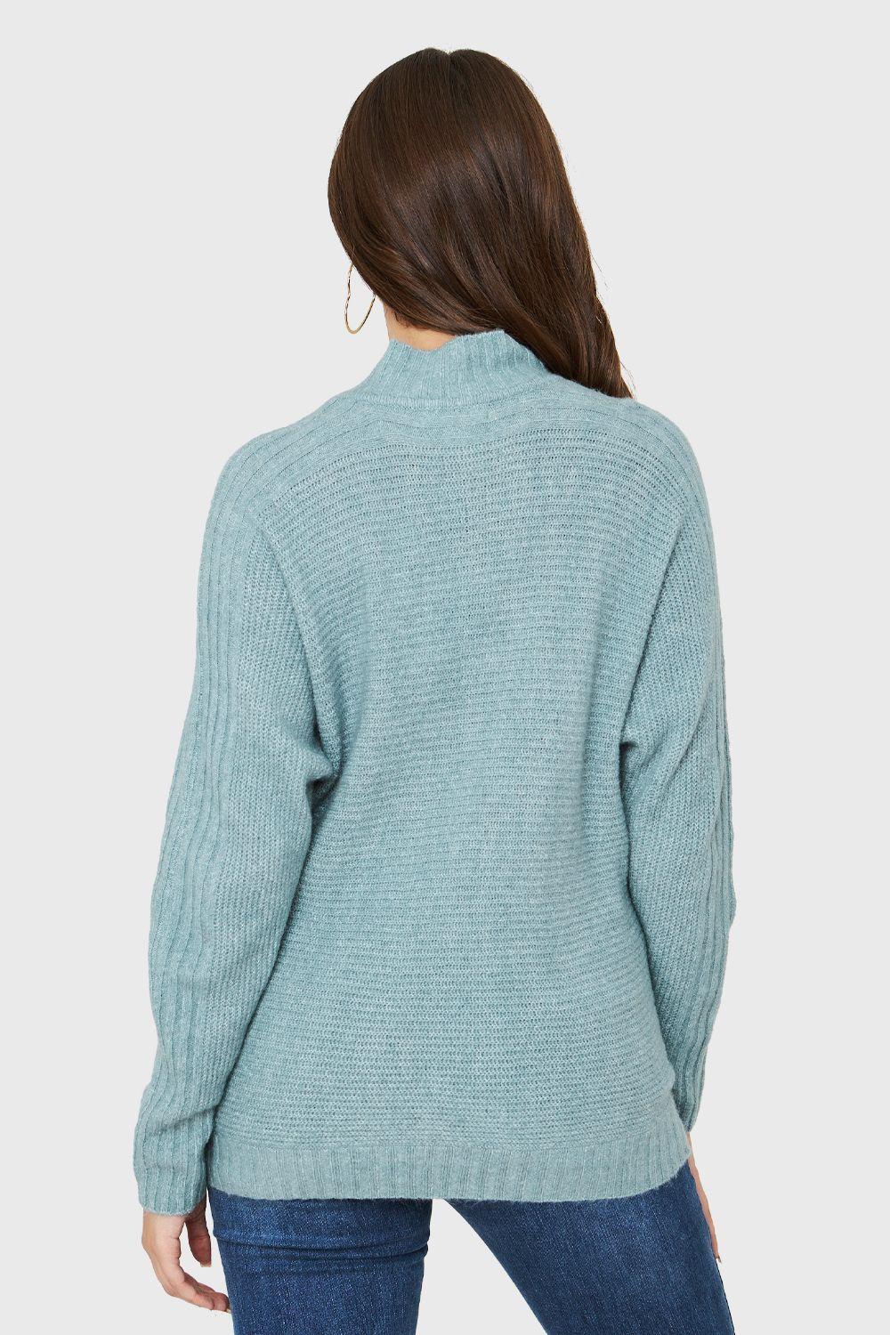 Sweater Cuello Alto Acanalado Menta Nicopoly-3