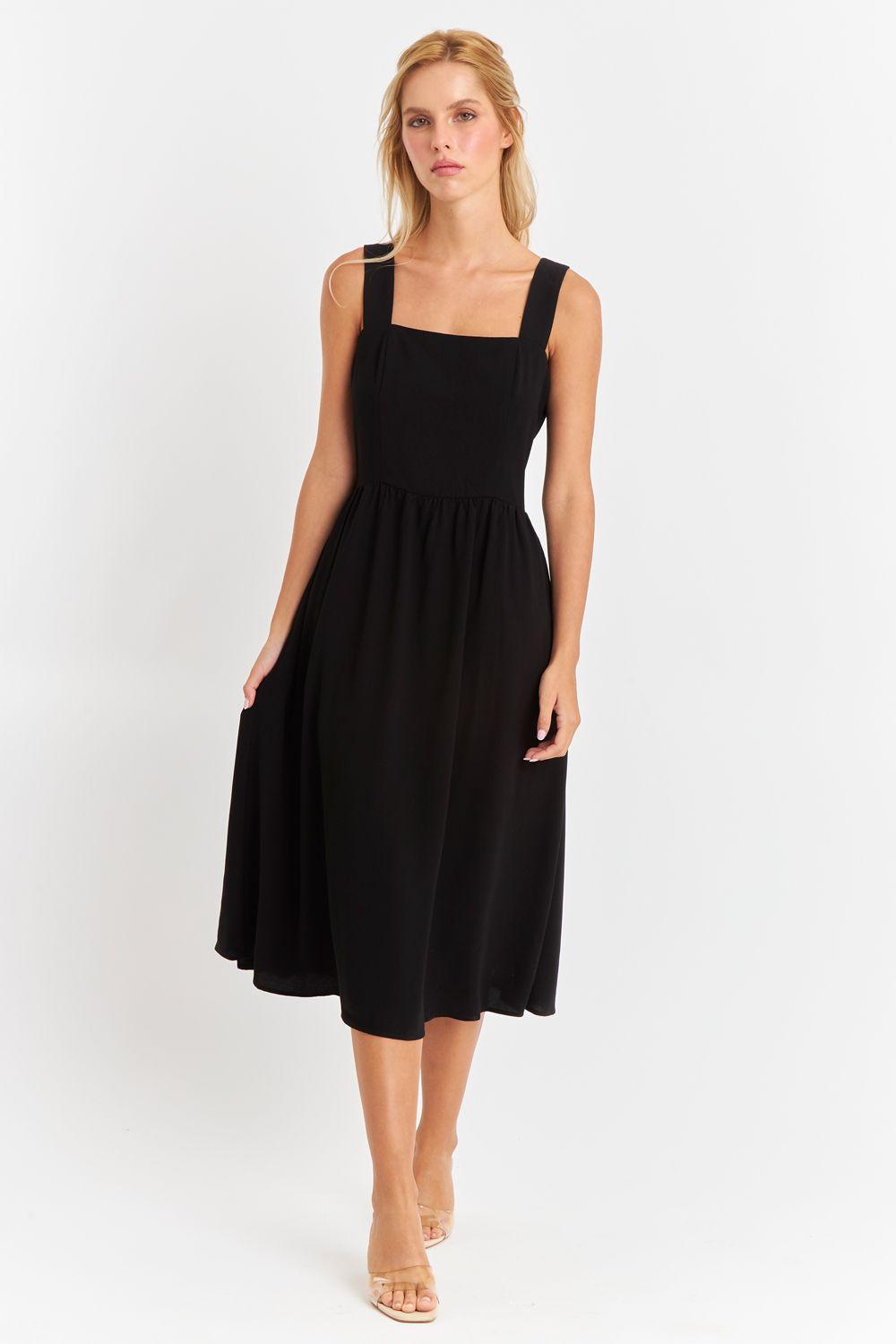 Vestido Escote Cuadrado Negro Nicopoly-1