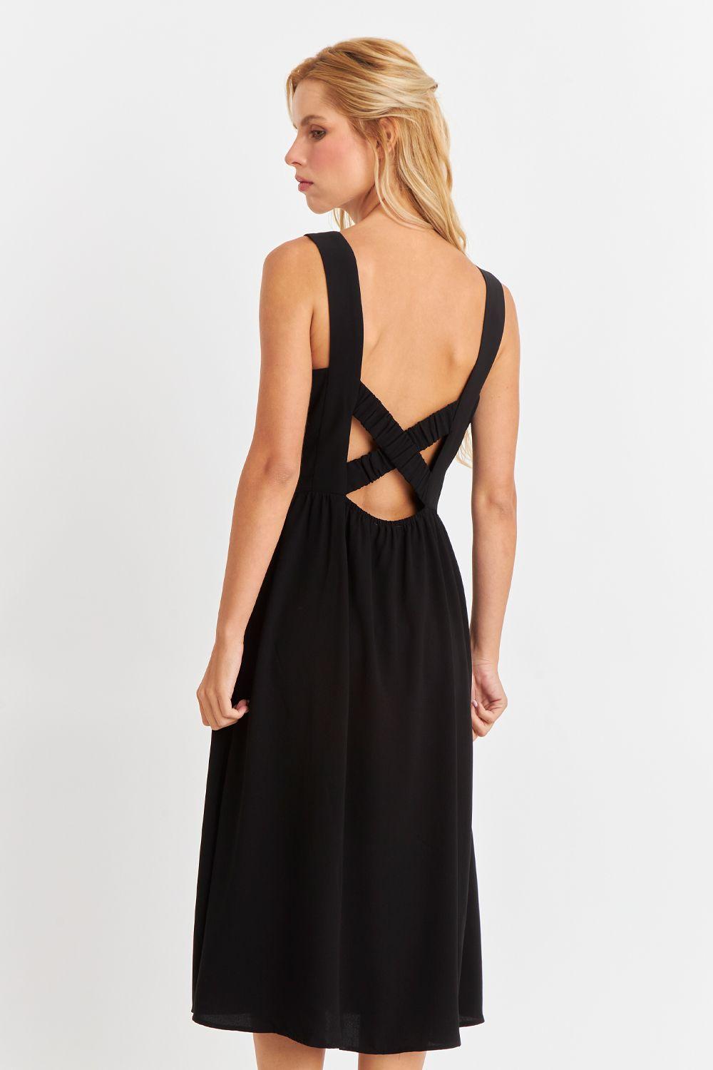 Vestido Escote Cuadrado Negro Nicopoly-3