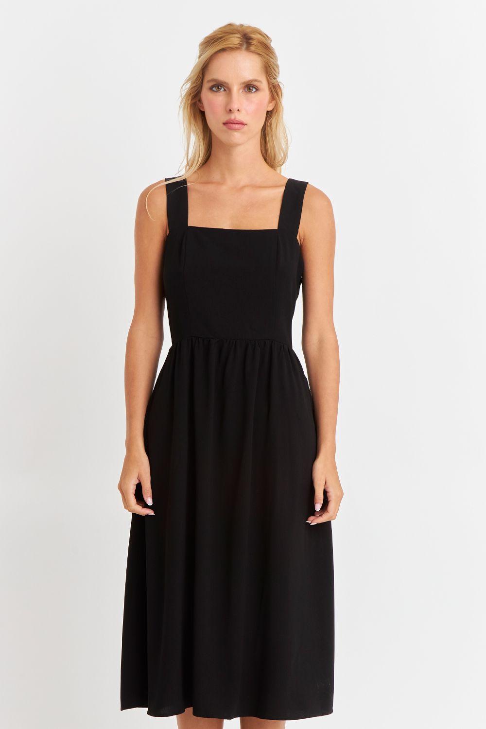 Vestido Escote Cuadrado Negro Nicopoly-4