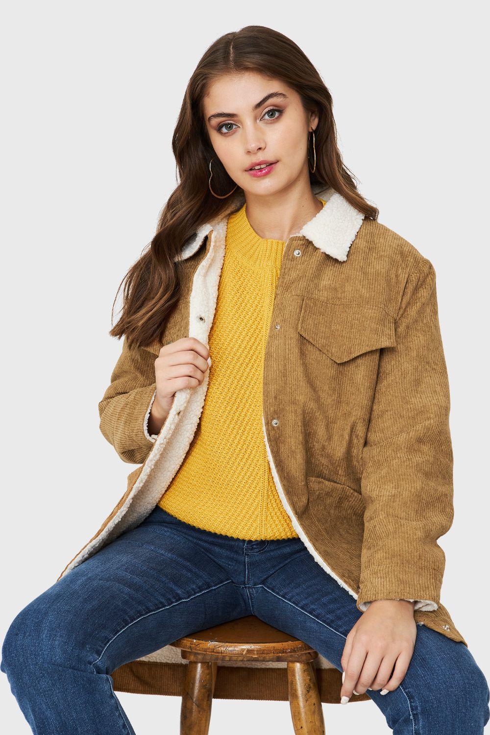 Chaqueta Tipo Cotelé Camel Nicopoly-4