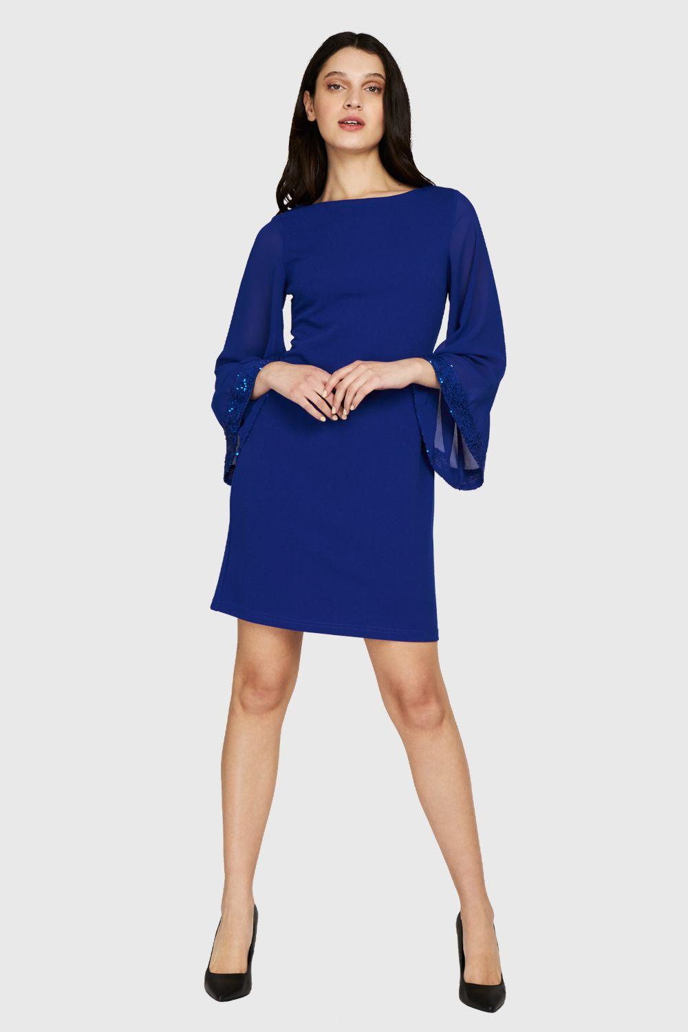 Vestido Manga Lentejuela Azul Eléctrico Nicopoly-1