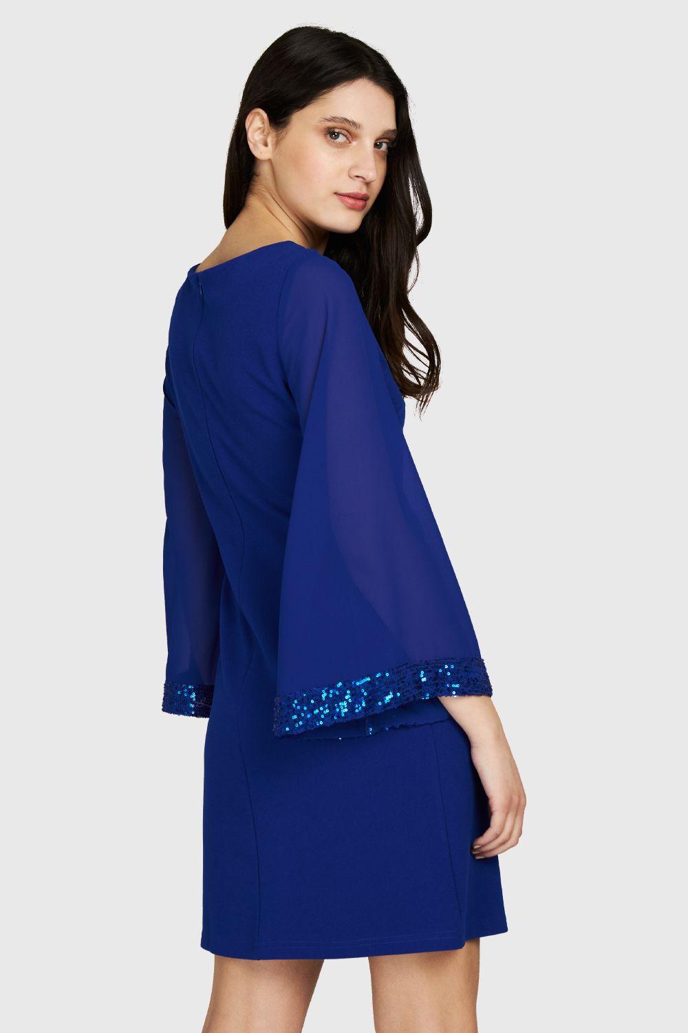 Vestido Manga Lentejuela Azul Eléctrico Nicopoly-3