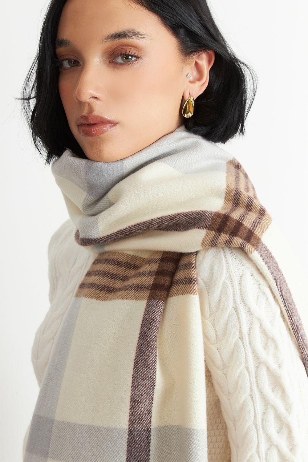Bufanda Cuadrillé Grande Khaki Nicopoly-3