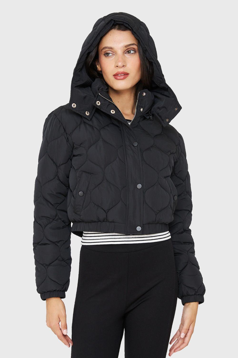 Parka Corta Quilt Con Gorro Negro Nicopoly-0