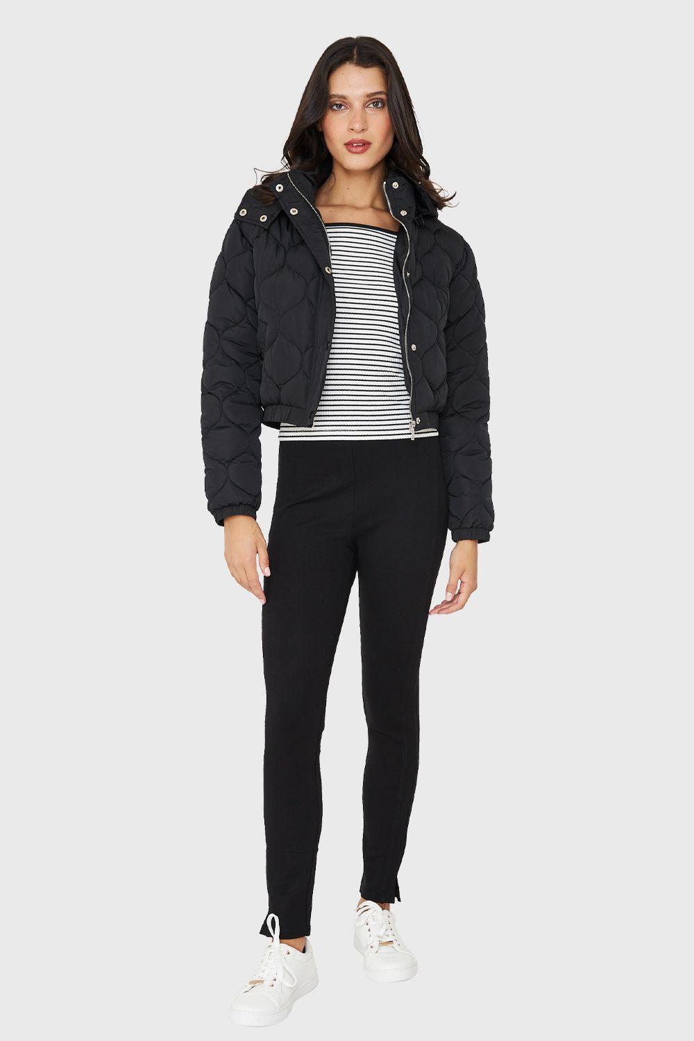 Parka Corta Quilt Con Gorro Negro Nicopoly-1