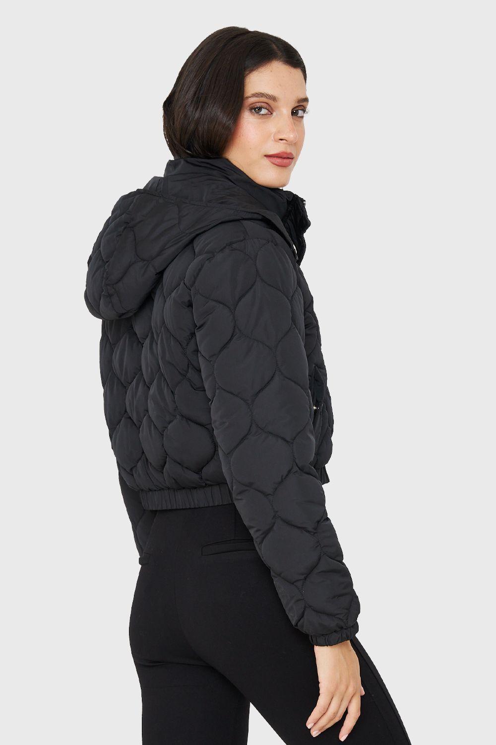 Parka Corta Quilt Con Gorro Negro Nicopoly-3