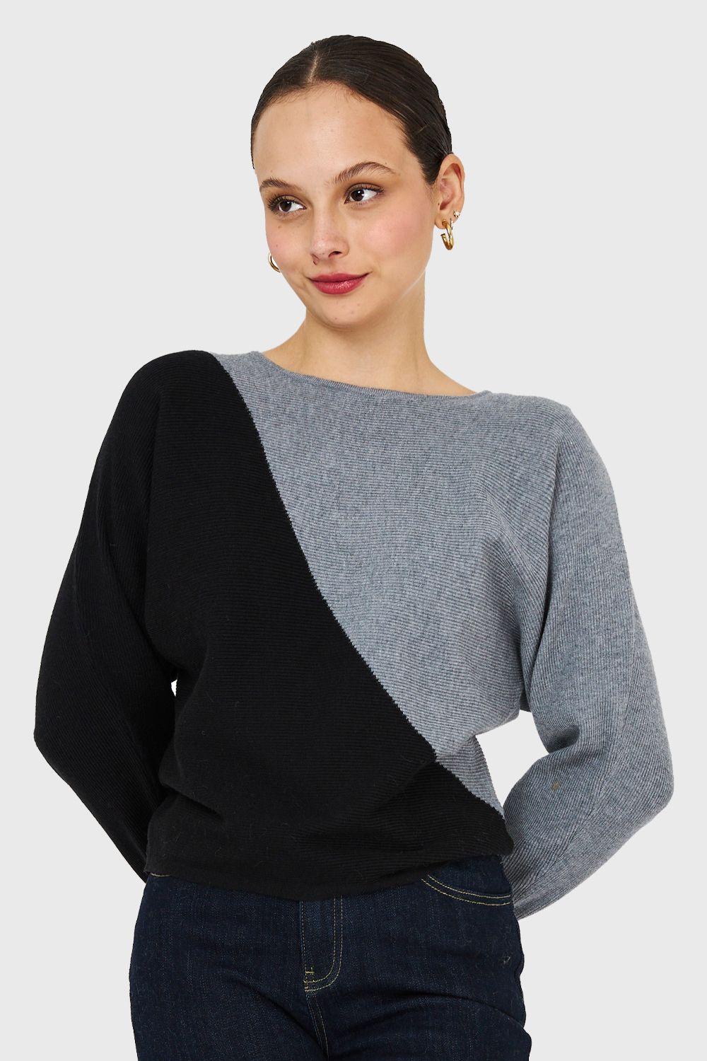 Sweater Color Block Gris Nicopoly-0
