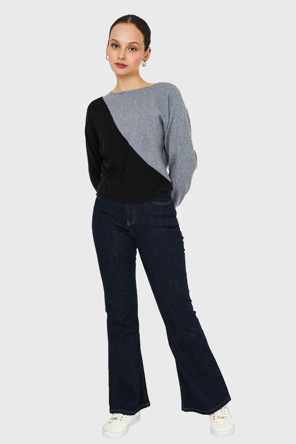 Sweater Color Block Gris Nicopoly-1