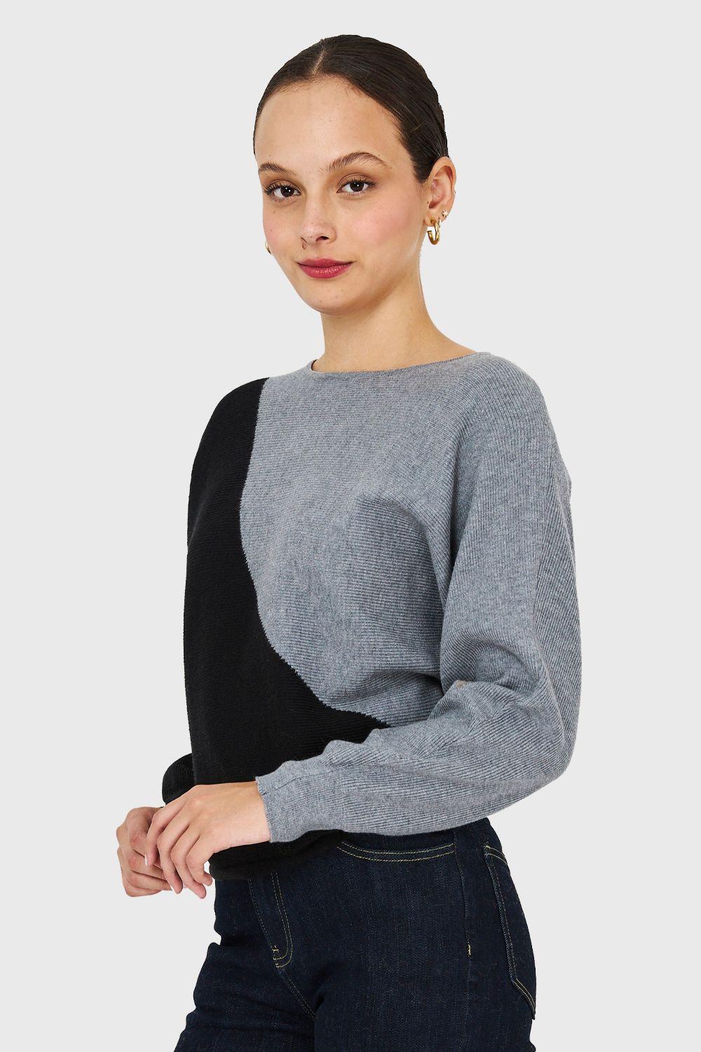 Sweater Color Block Gris Nicopoly-2