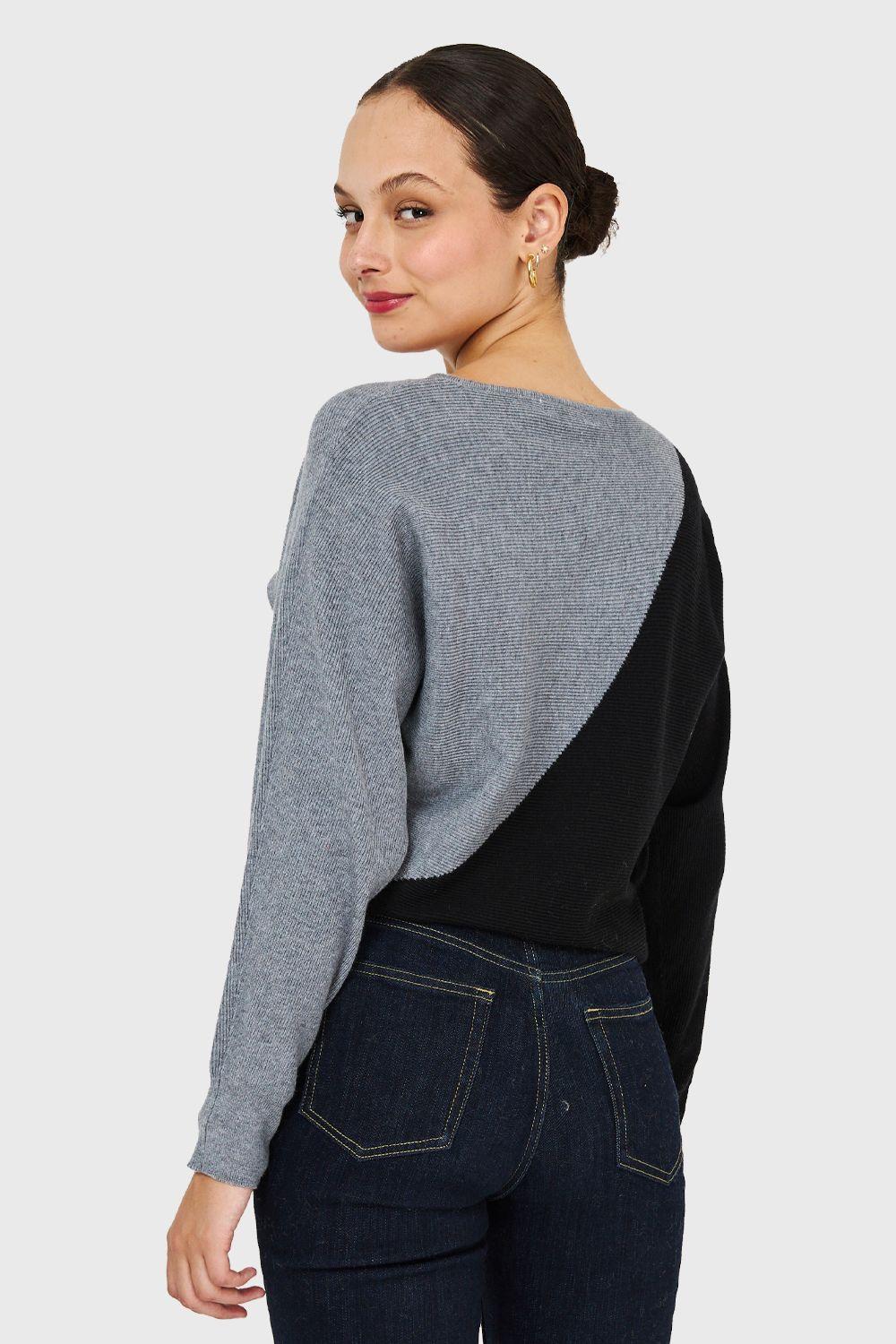 Sweater Color Block Gris Nicopoly-3