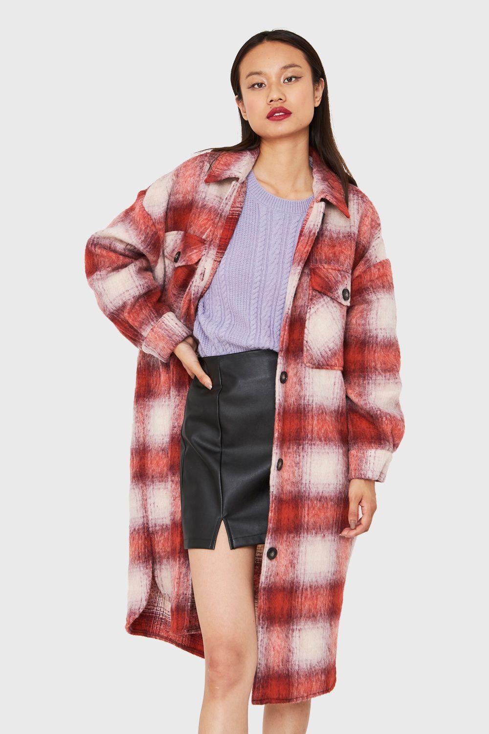 Abrigo Oversize Cuadrillé Rojo Nicopoly-0