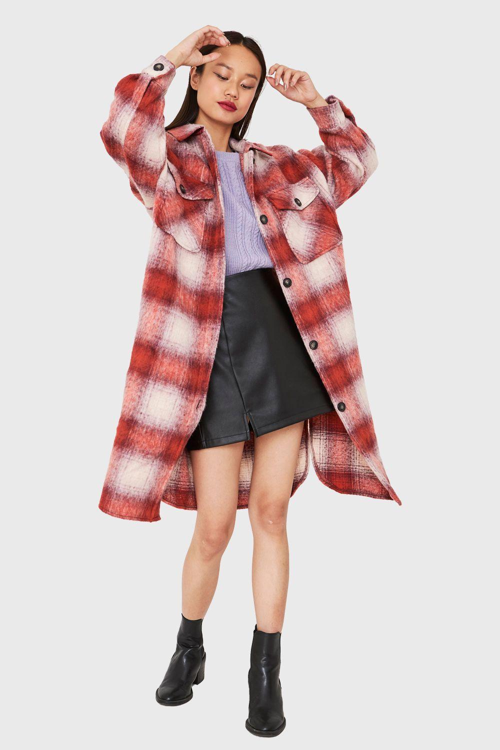 Abrigo Oversize Cuadrillé Rojo Nicopoly-1