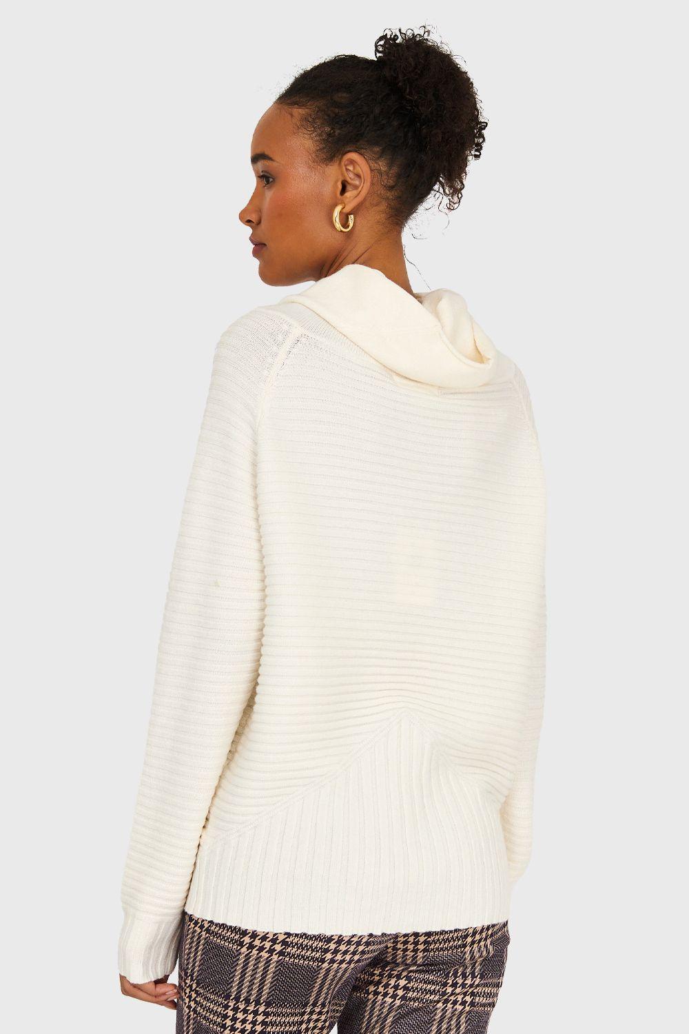 Sweater Canalé Cuello Tortuga Blanco Invierno Nicopoly-3