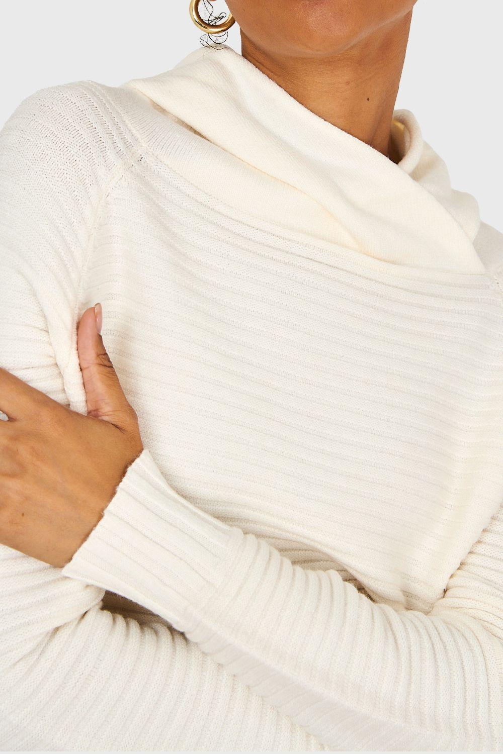 Sweater Canalé Cuello Tortuga Blanco Invierno Nicopoly-5