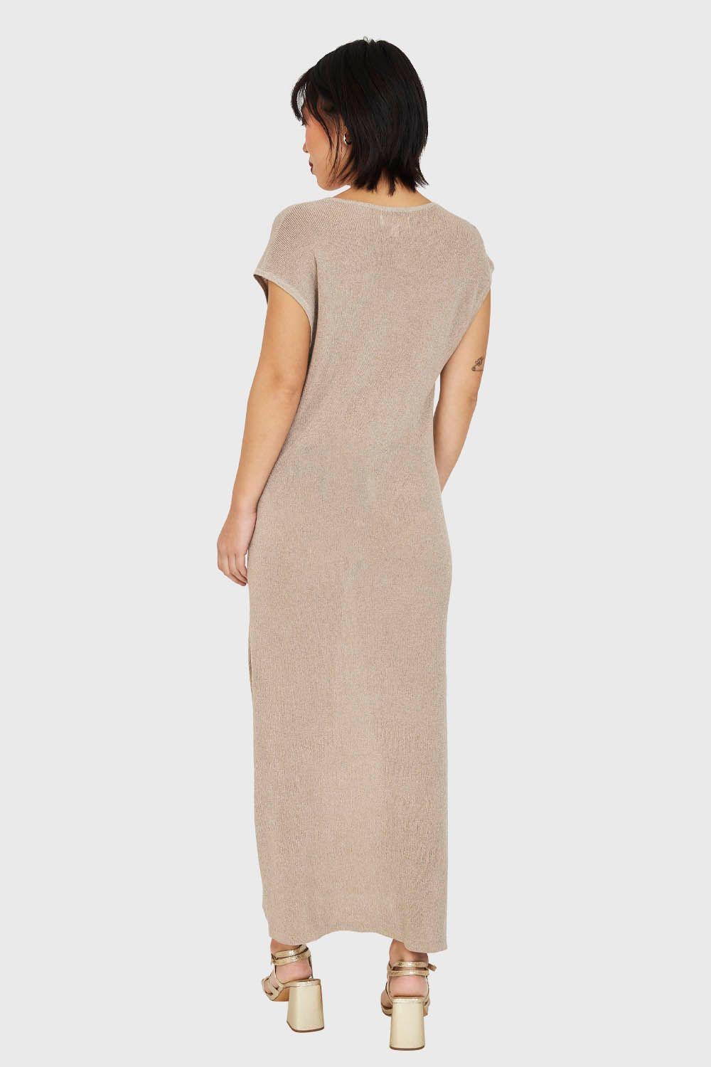 Vestido Holgado Con Brillos Khaki Nicopoly-3