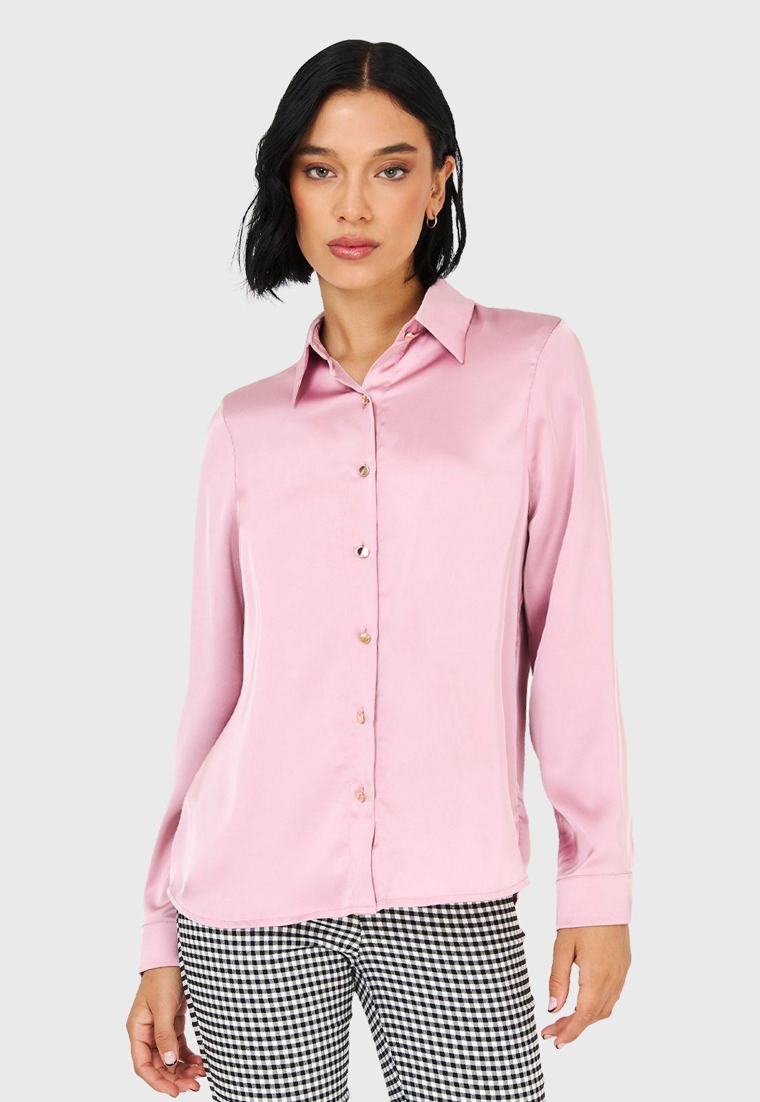 Camisa Básica Tipo Satín Rosado Nicopoly-0