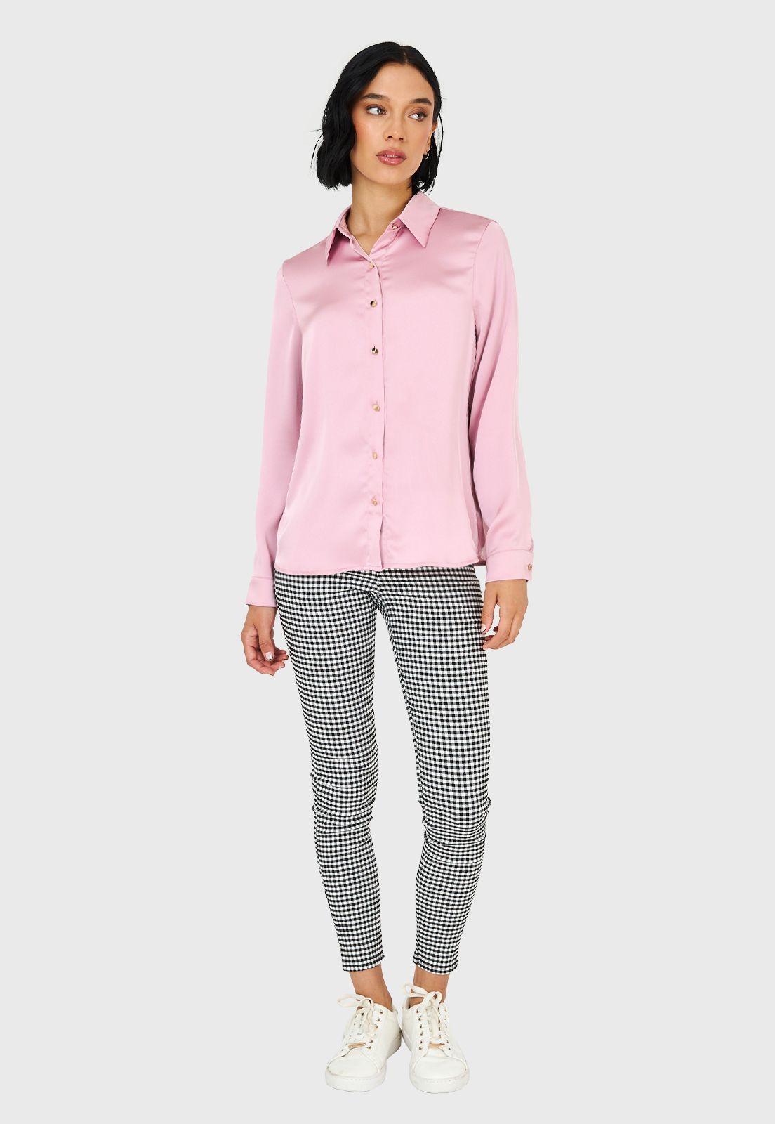 Camisa Básica Tipo Satín Rosado Nicopoly-1