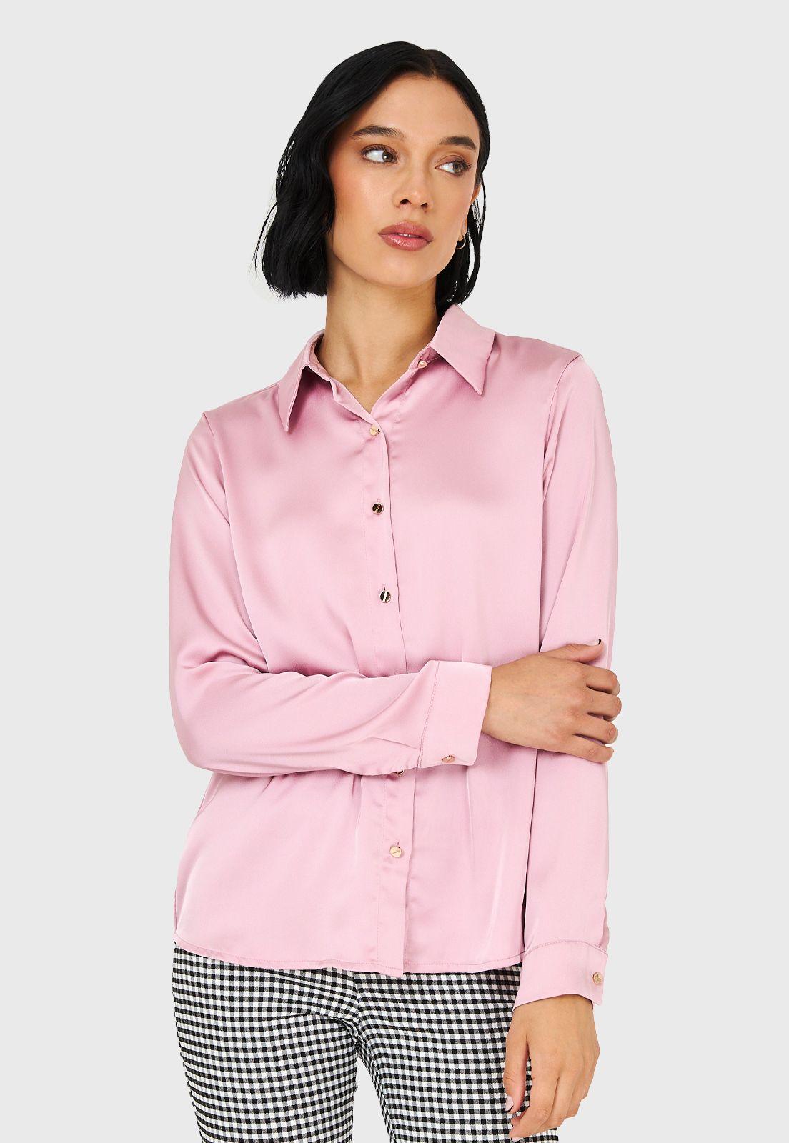 Camisa Básica Tipo Satín Rosado Nicopoly-4