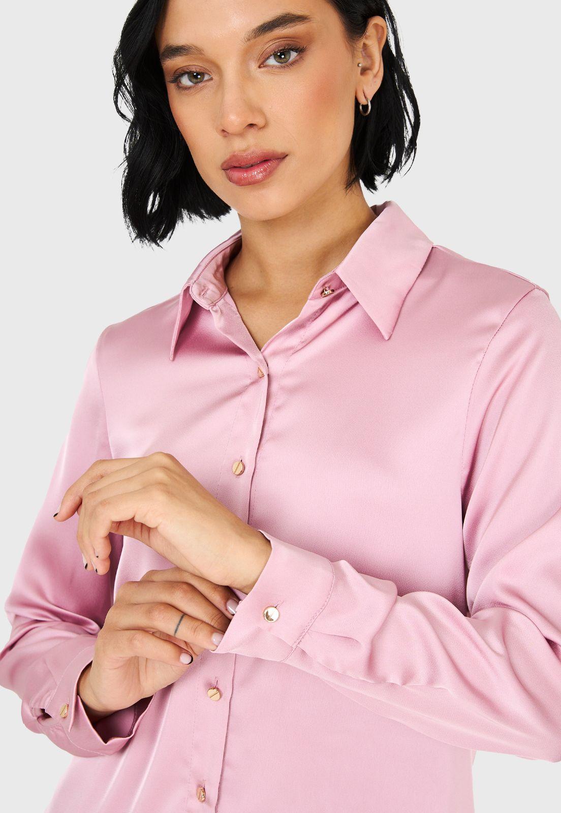Camisa Básica Tipo Satín Rosado Nicopoly-5