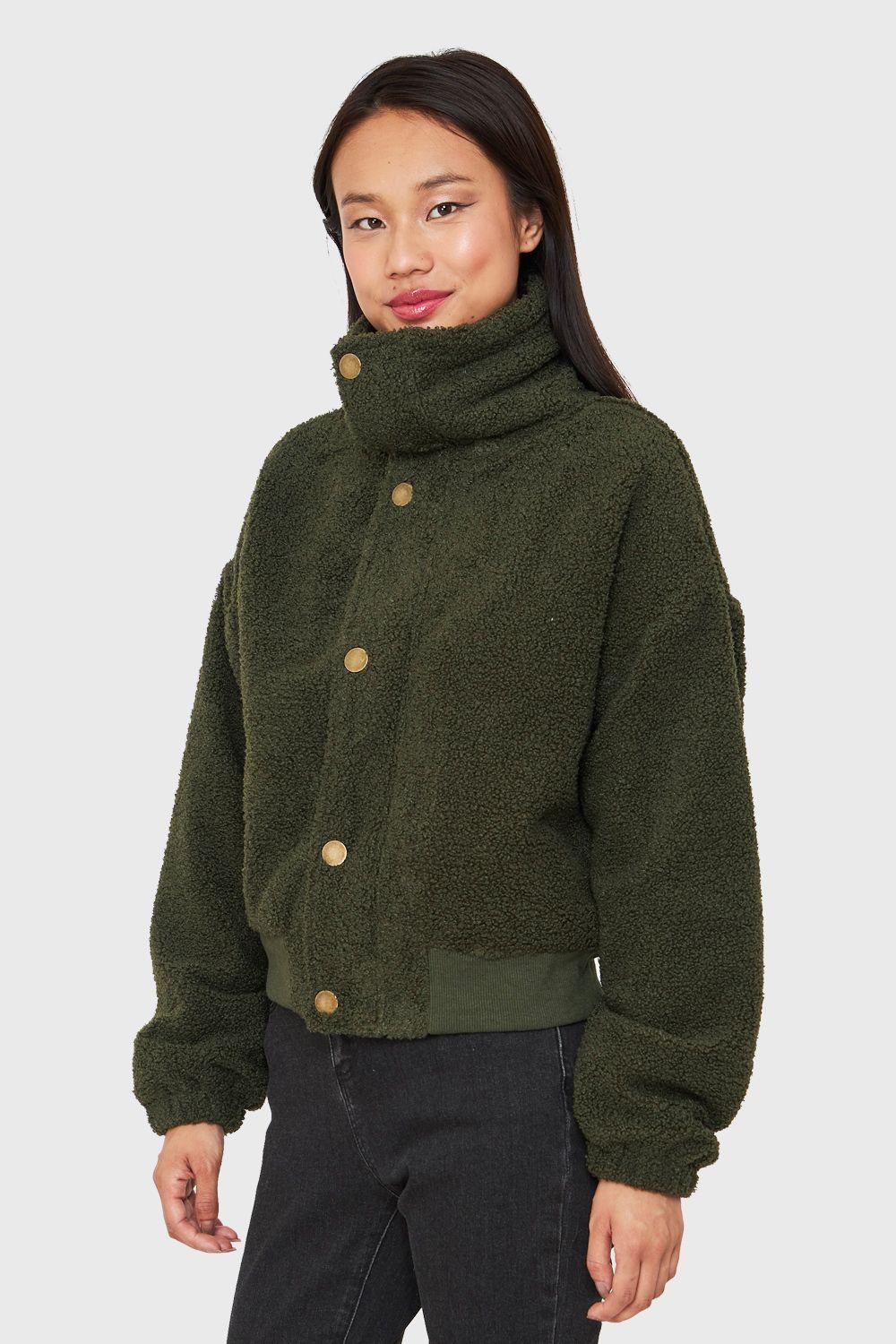 Chaqueta Teddy Cierre Y Broches Oliva Nicopoly-2