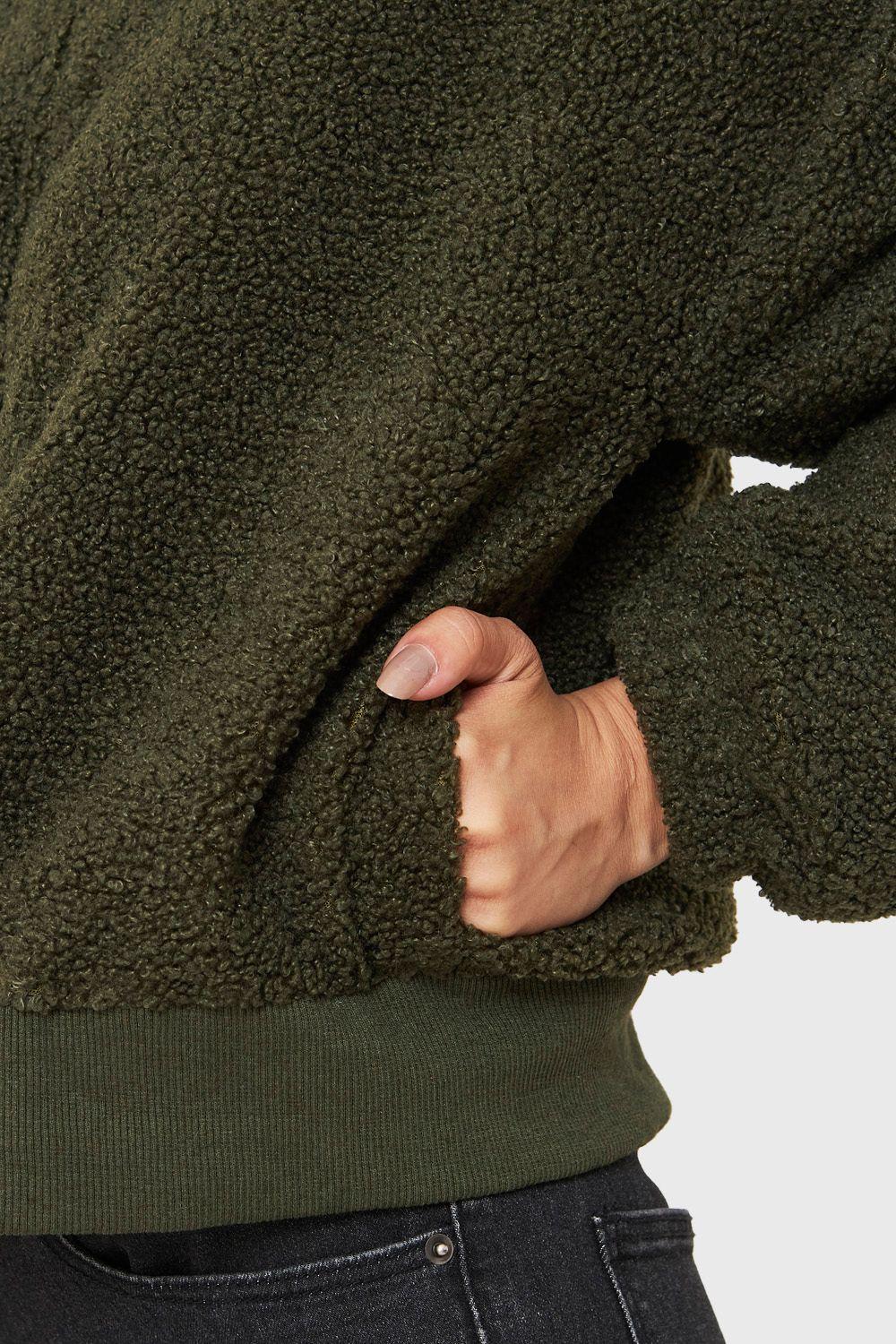 Chaqueta Teddy Cierre Y Broches Oliva Nicopoly-5