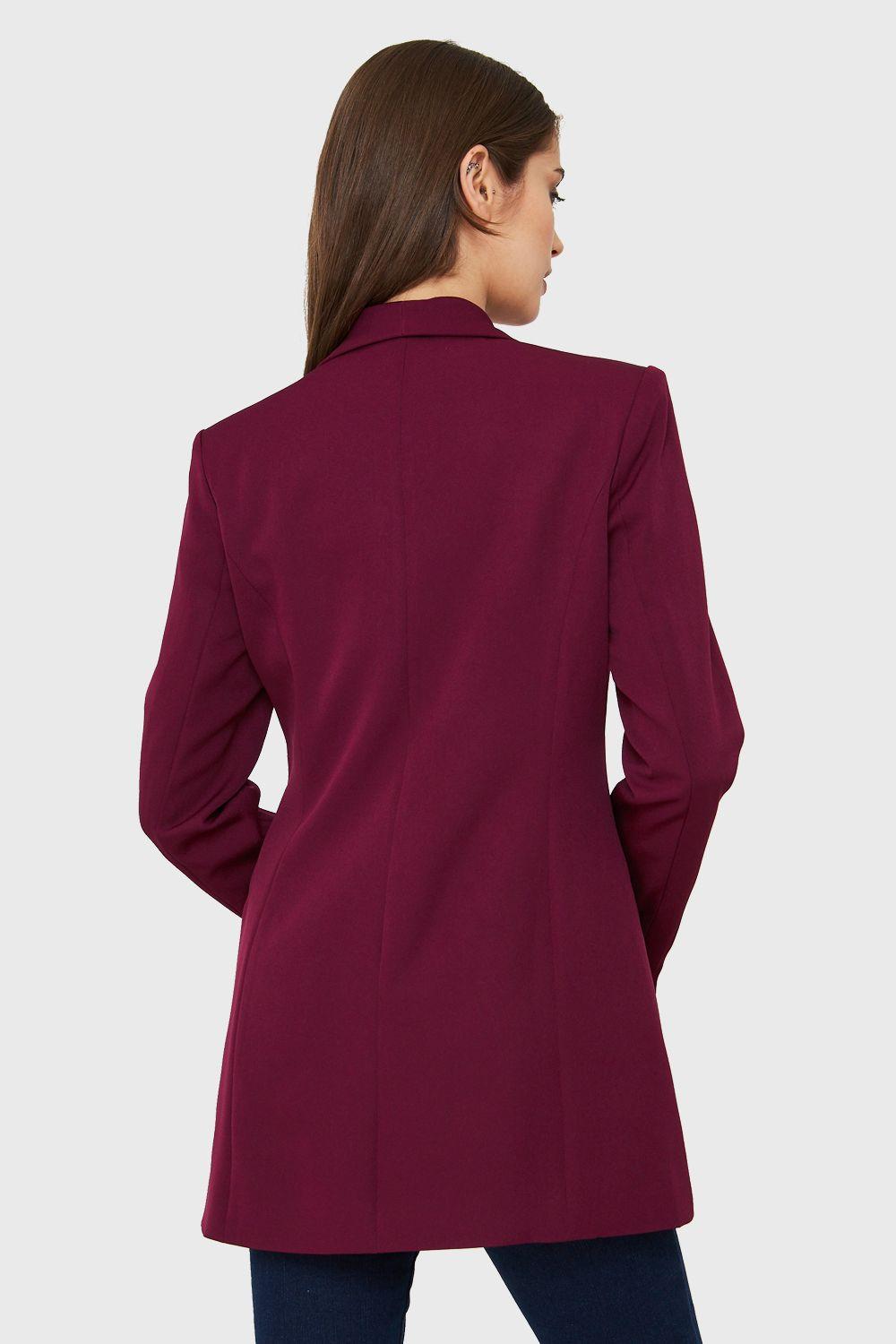 Blazer Largo Cuatro Botones Burdeo Nicopoly-3