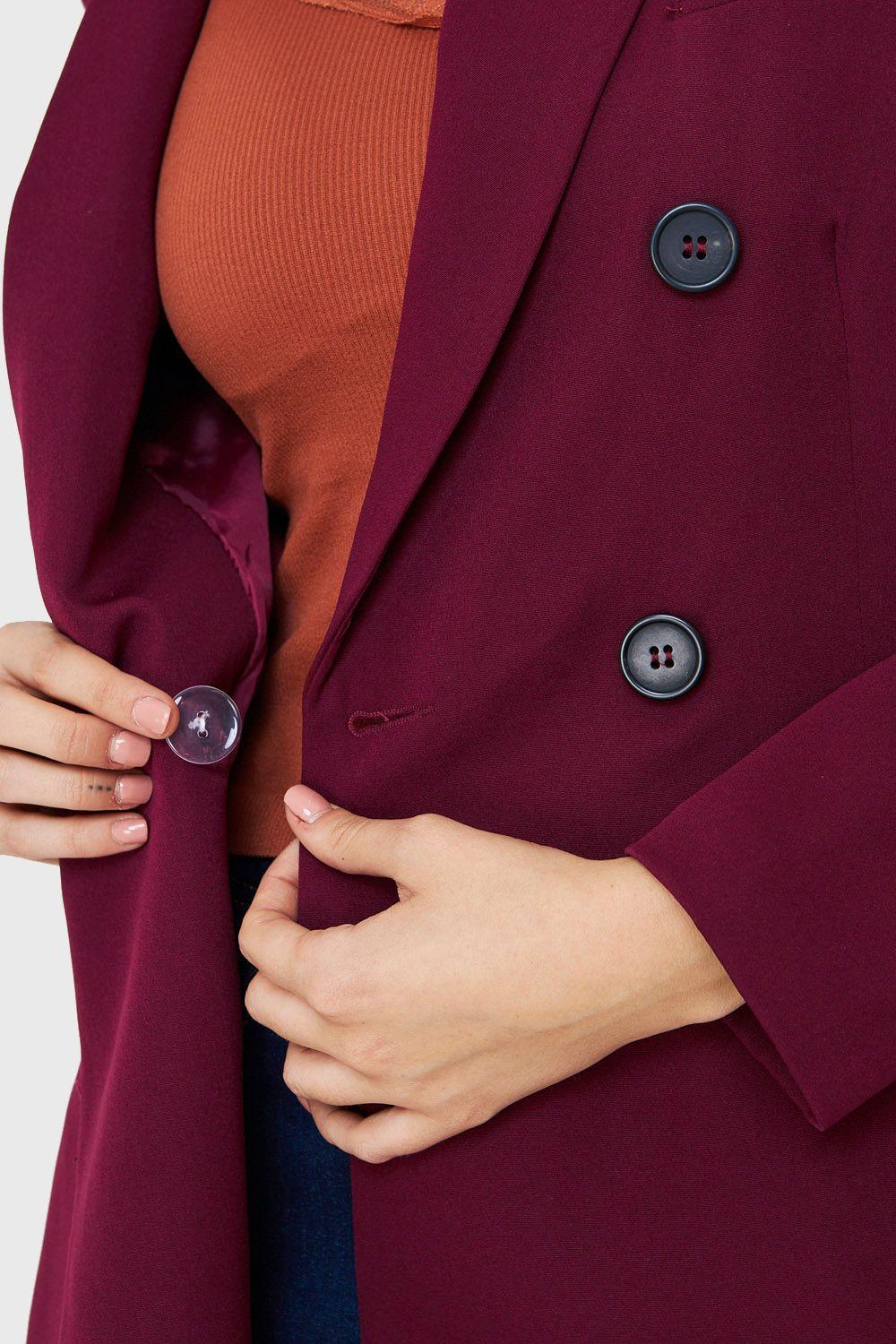Blazer Largo Cuatro Botones Burdeo Nicopoly-5