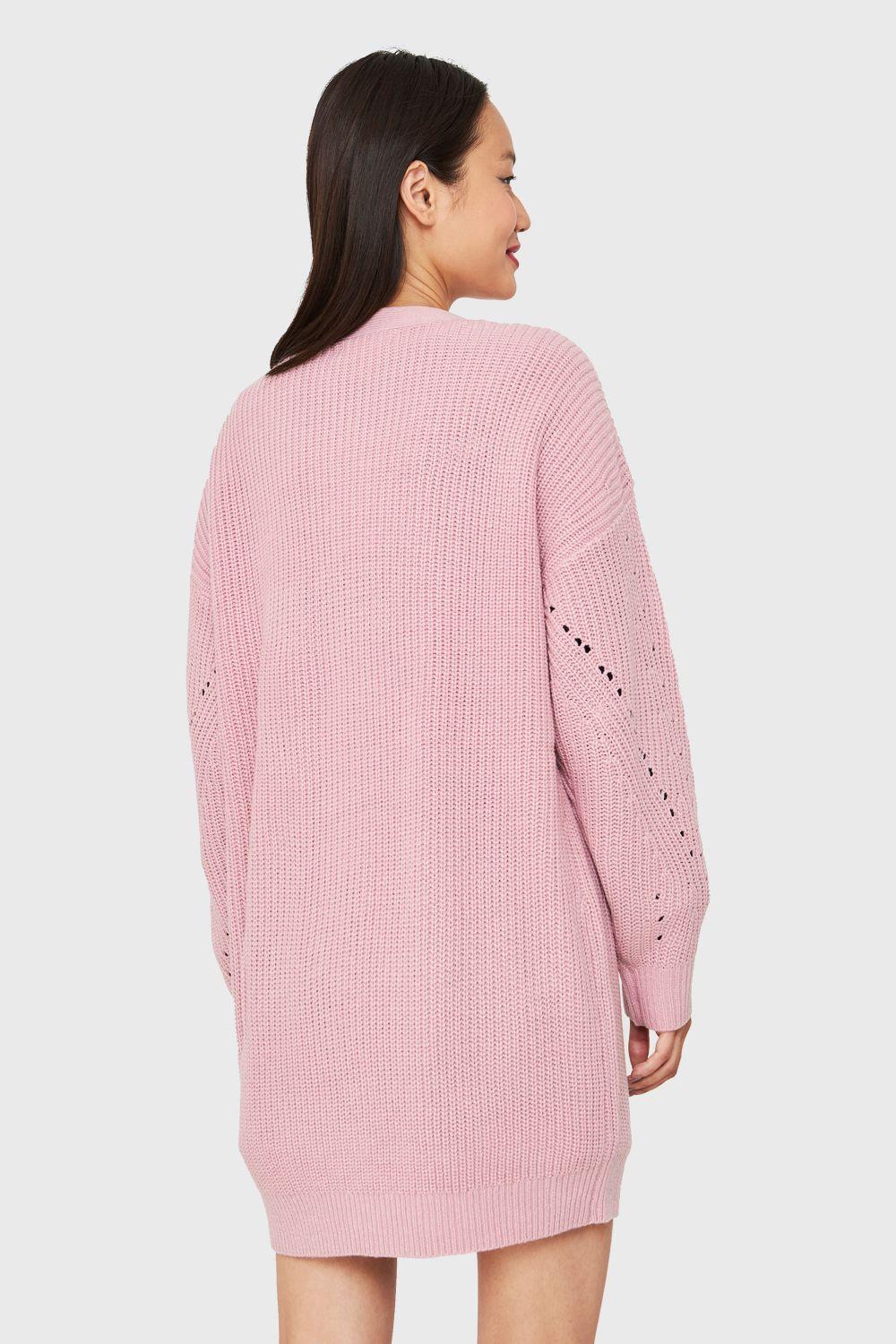 Cárdigan Básico Oversize Rosado Nicopoly-3