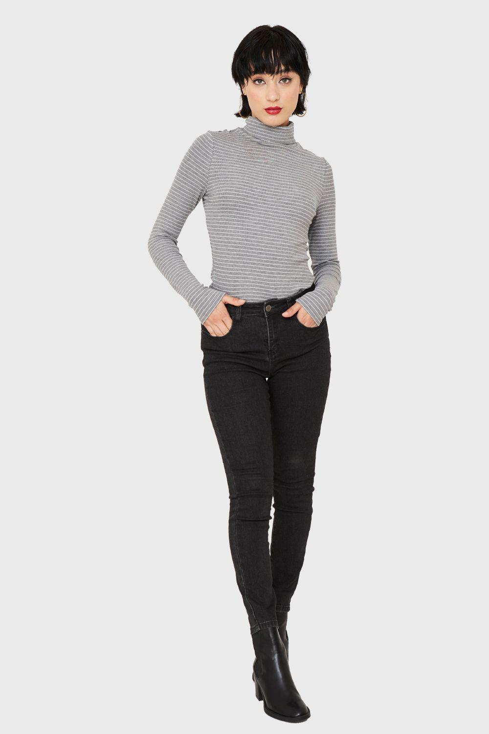 Polera Beatle Básica Rayas Gris Nicopoly-1