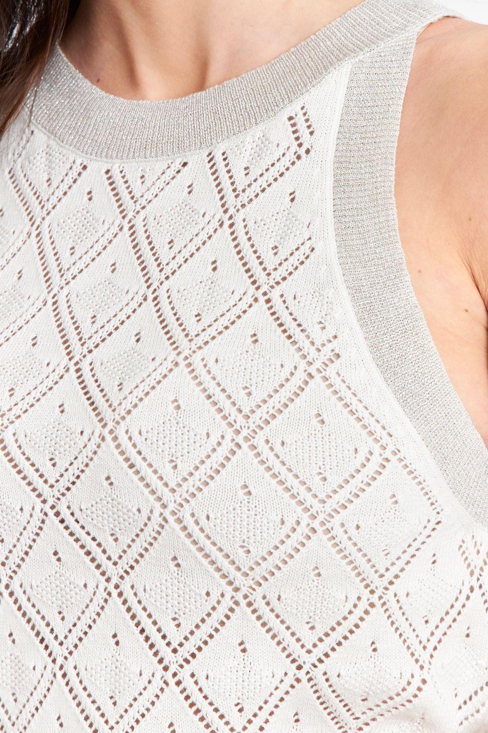 Polera Halter Calada Blanco/Plateado  Nicopoly-5