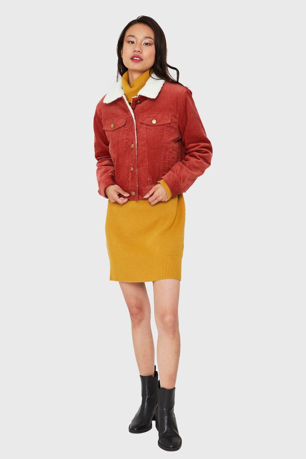 Chaqueta Corta Cotelé Terracota Nicopoly-1
