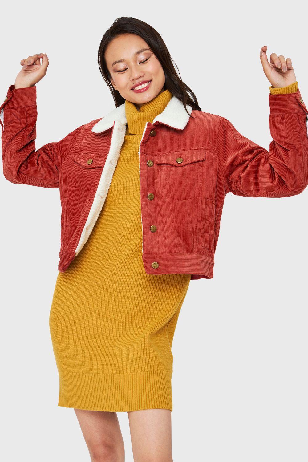 Chaqueta Corta Cotelé Terracota Nicopoly-4