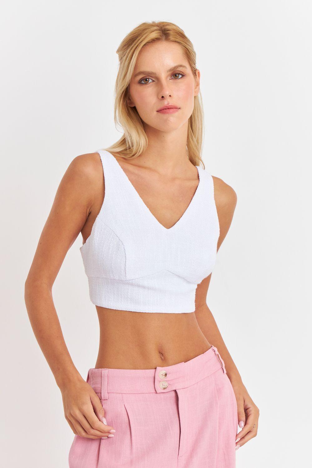 Crop Top Jaspeado Blanco Nicopoly-0