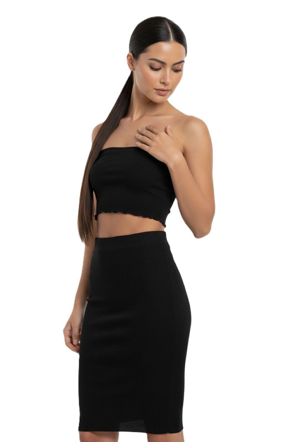 Top Strapless Elasticado Negro Nicopoly-2