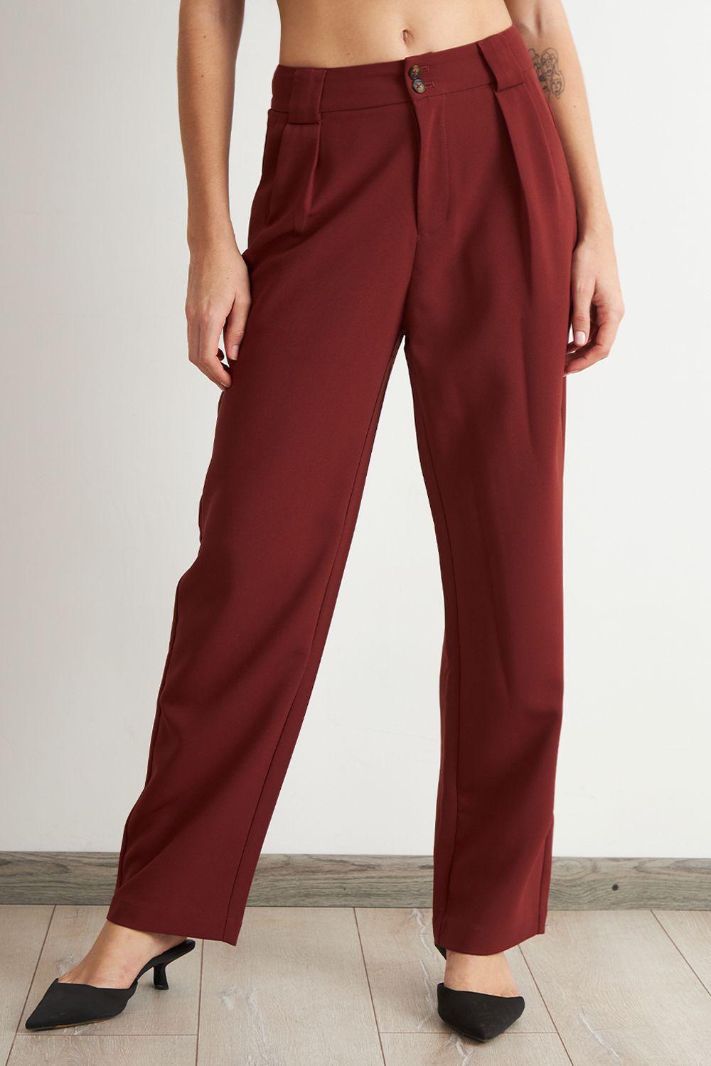 Pantalón Recto Con Pinza Óxido Nicopoly-0