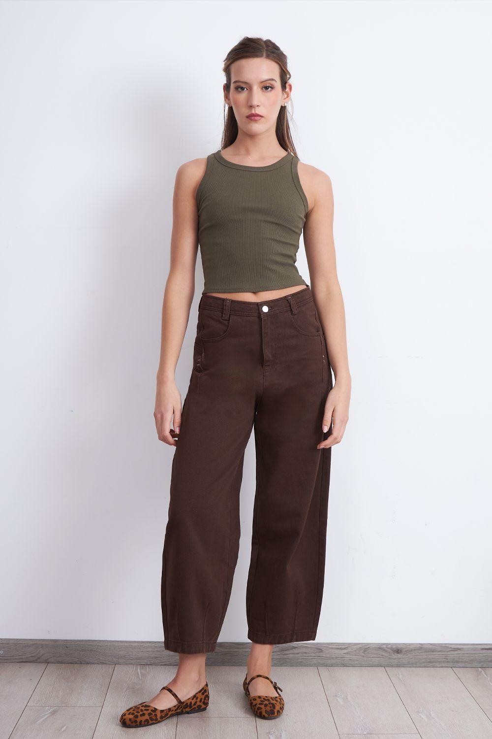 Jeans Corte Barrel Café Nicopoly-0
