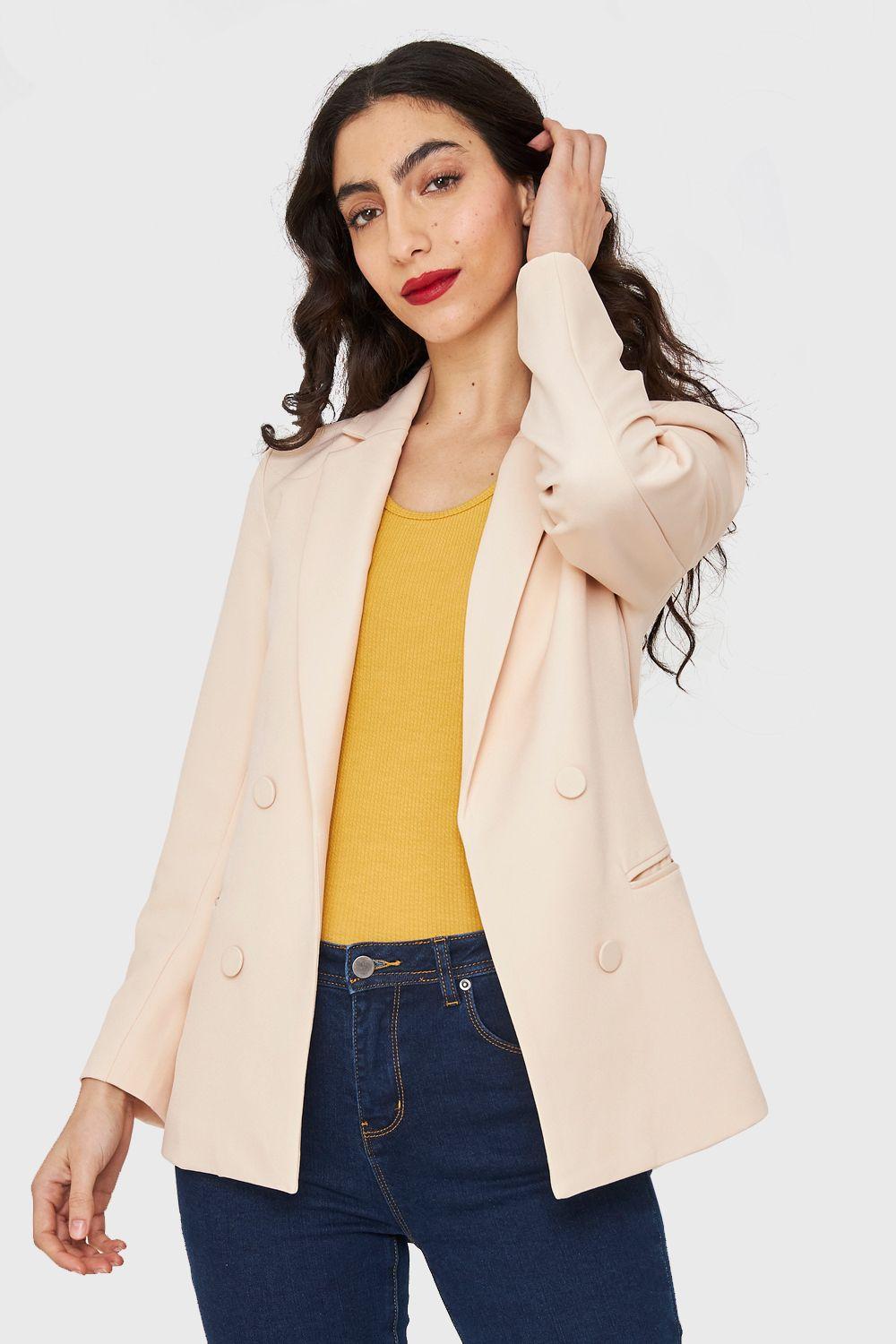 Blazer Botones Decorativos Crema Nicopoly-4