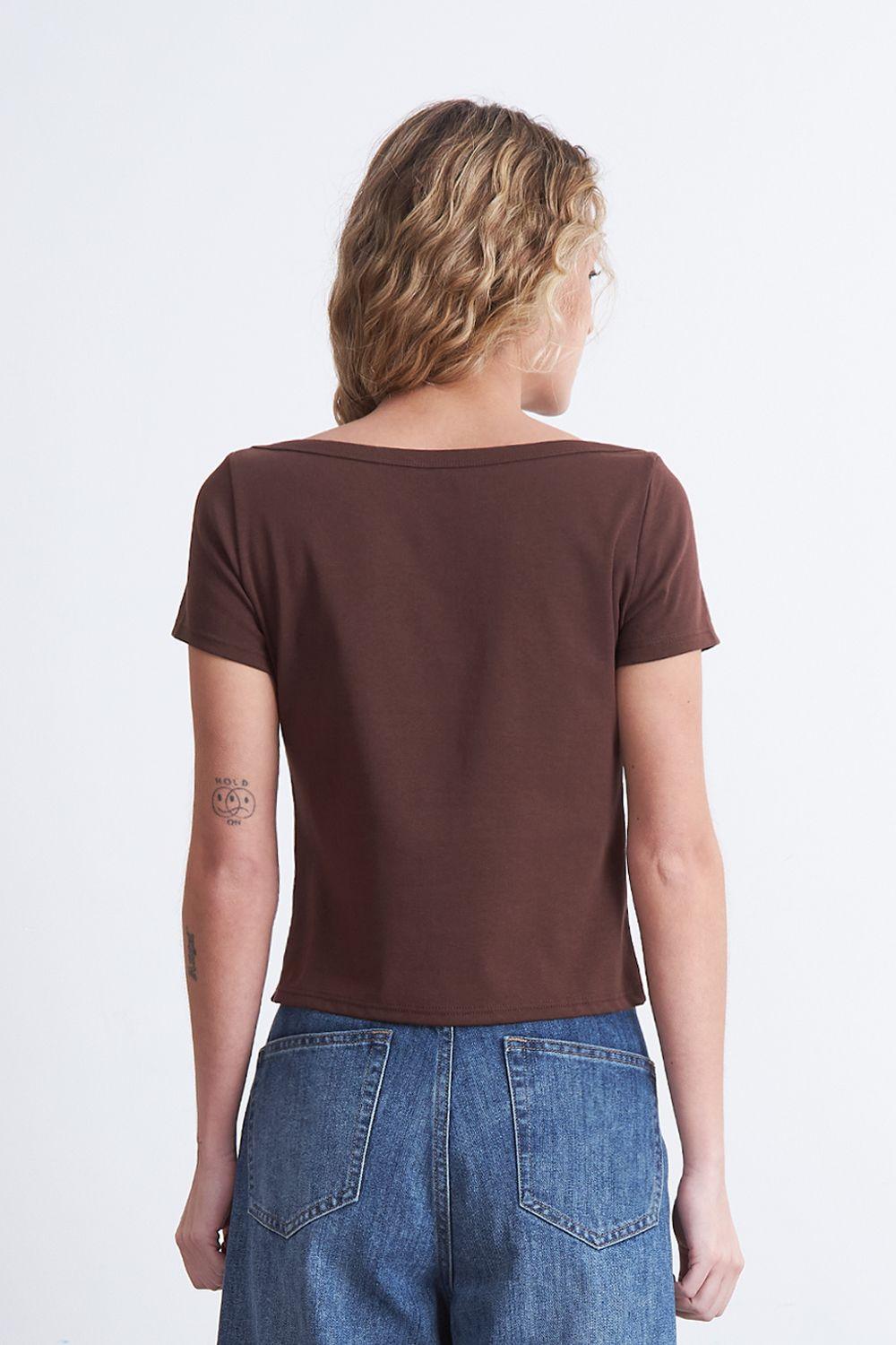 Polera Manga Corta Cuello Bote Café Nicopoly-2