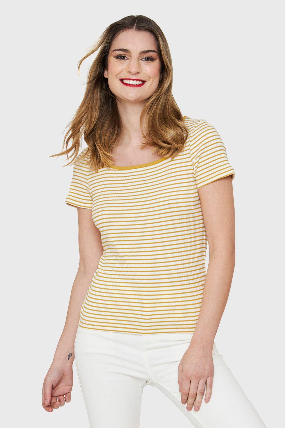 Polera Rayas Amarillo Nicopoly-0