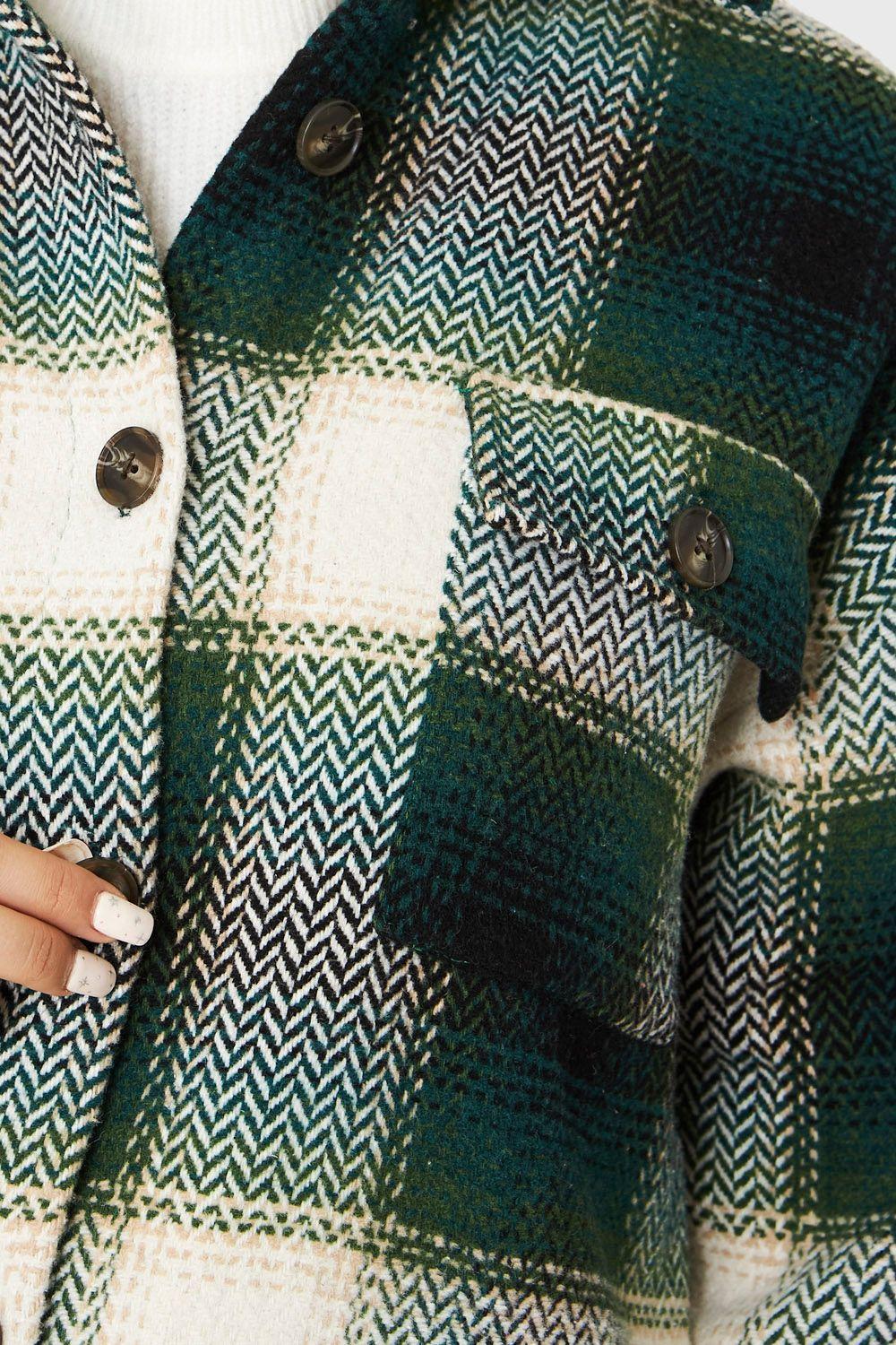 Chaqueta Cuadrillé Bolsillos Verde Nicopoly-5