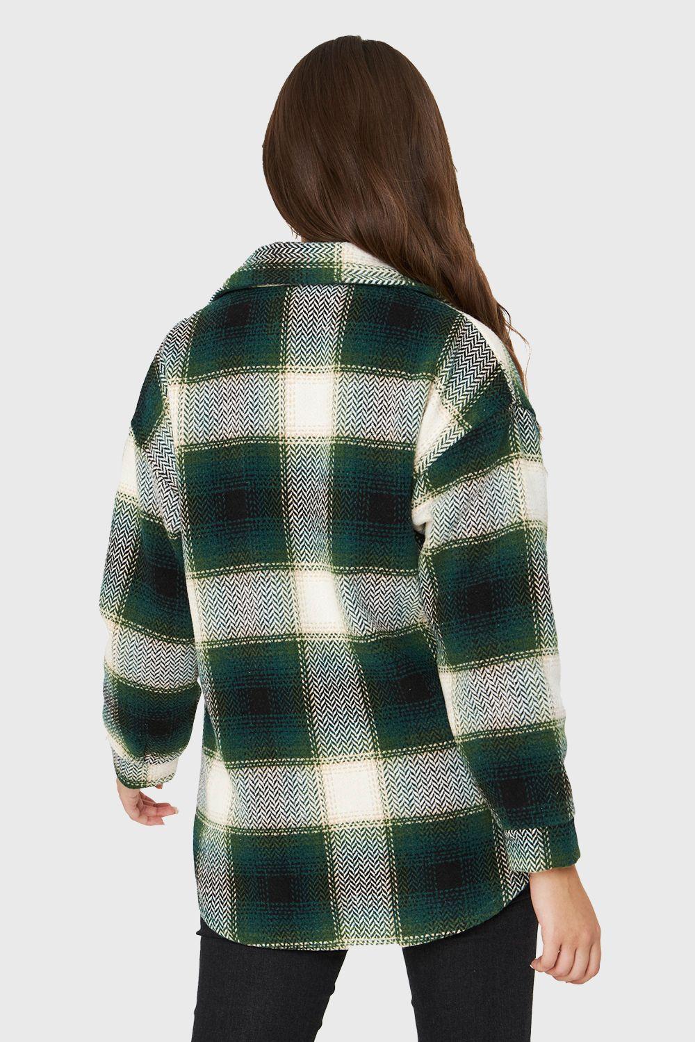 Chaqueta Cuadrillé Bolsillos Verde Nicopoly-3
