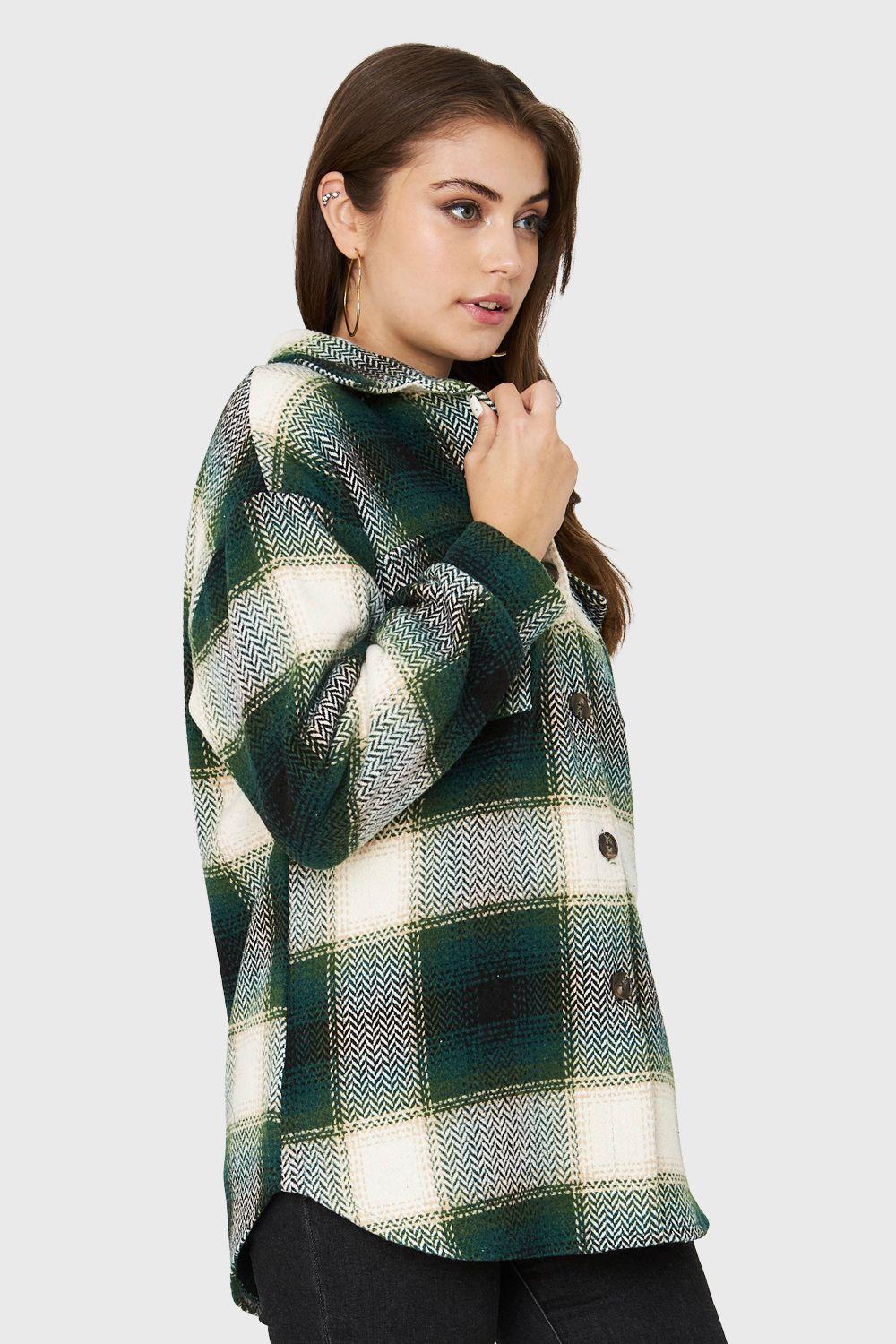 Chaqueta Cuadrillé Bolsillos Verde Nicopoly-2