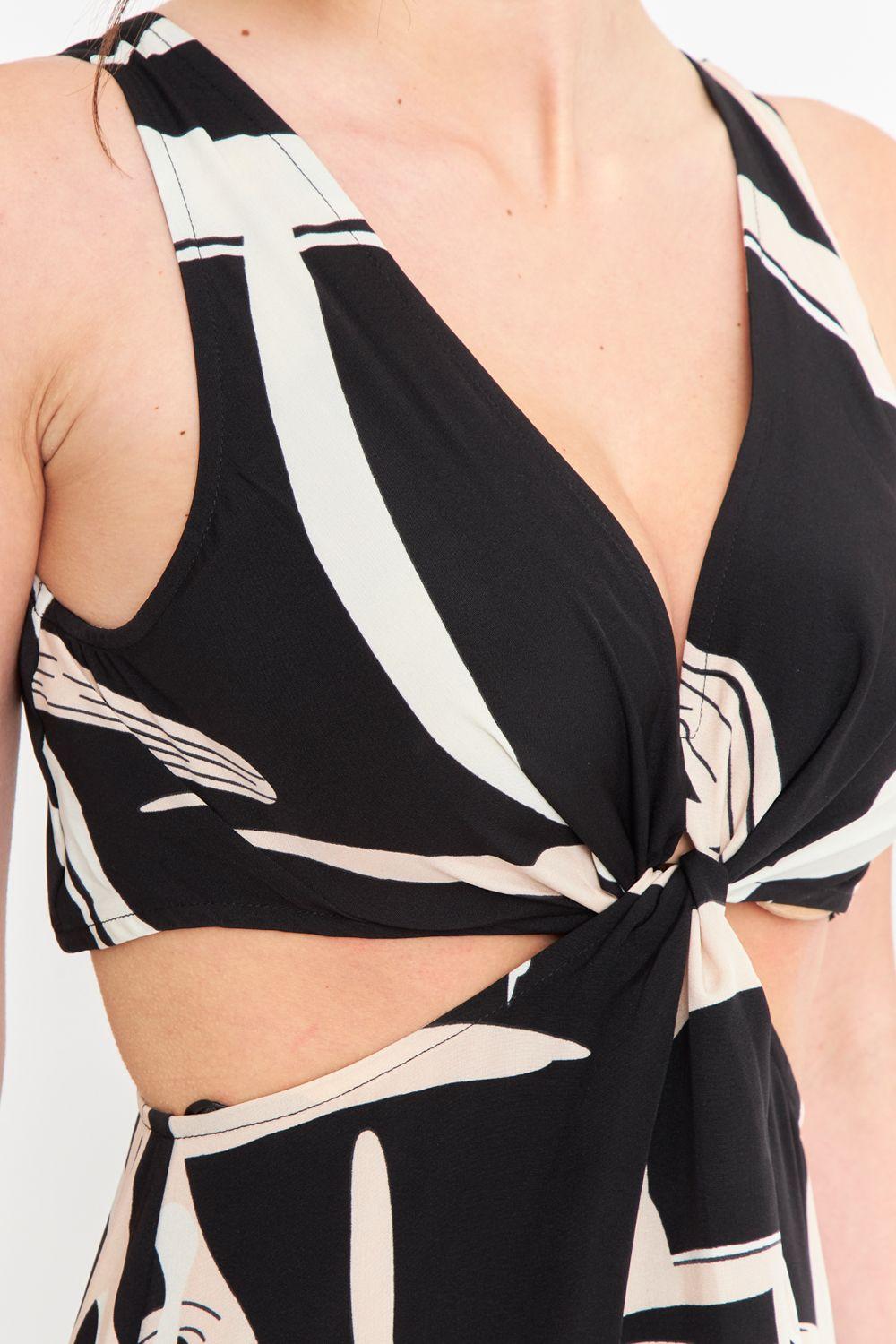 Vestido largo con aberturas laterales Negro Nicopoly-5