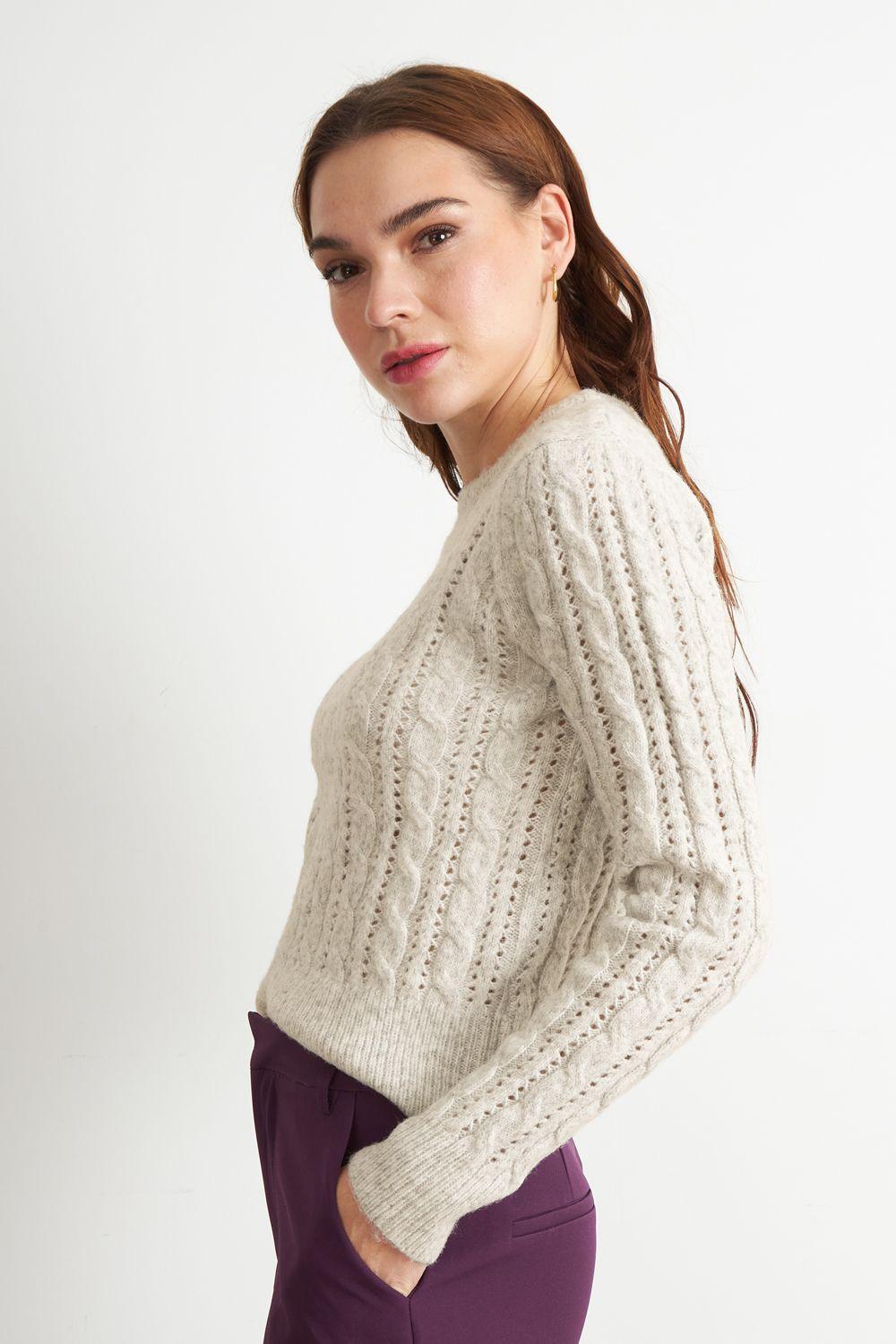 Sweater de Punto Calado Beige Nicopoly-2