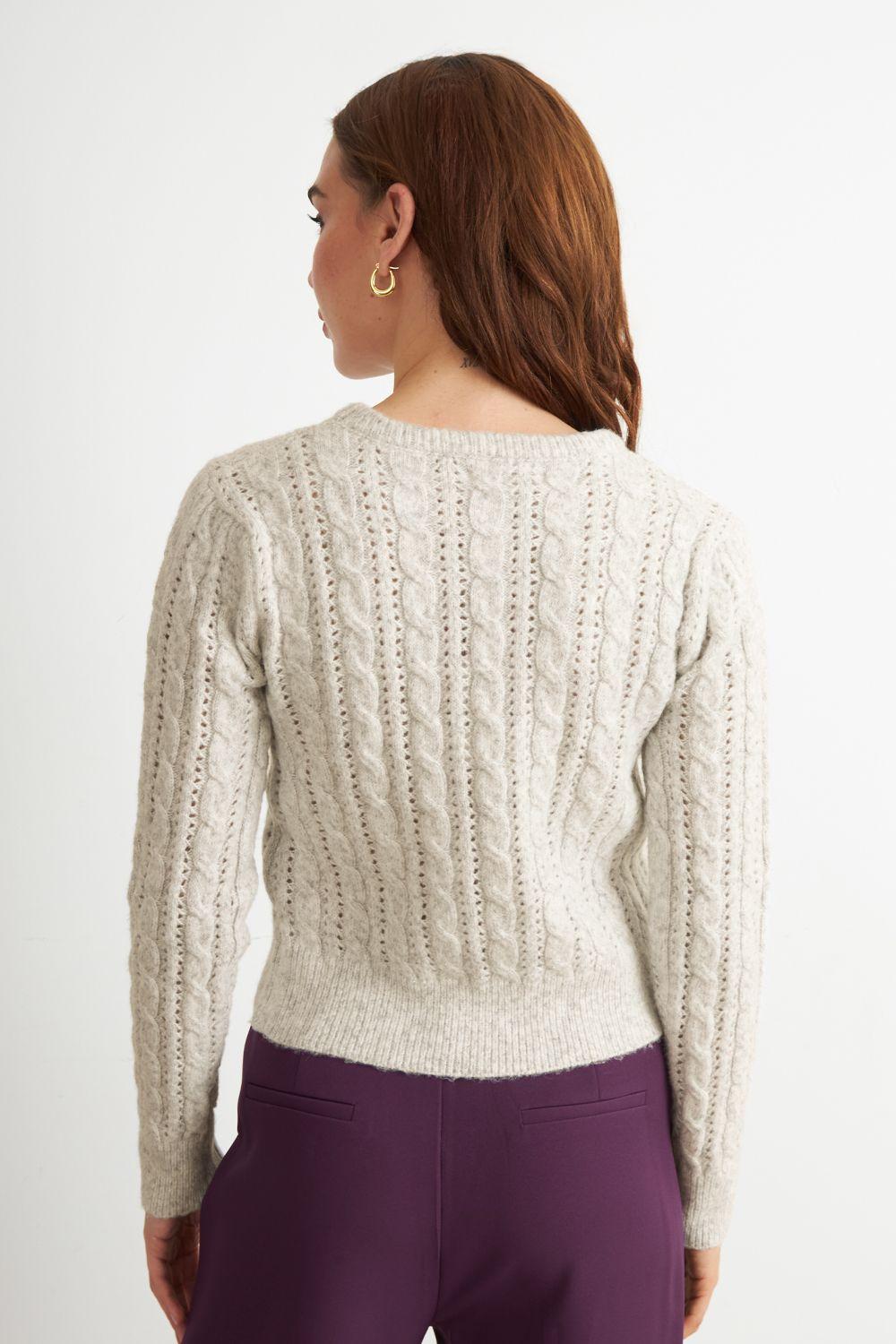 Sweater de Punto Calado Beige Nicopoly-3