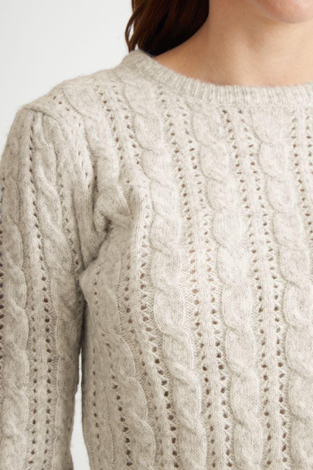 Sweater de Punto Calado Beige Nicopoly-5
