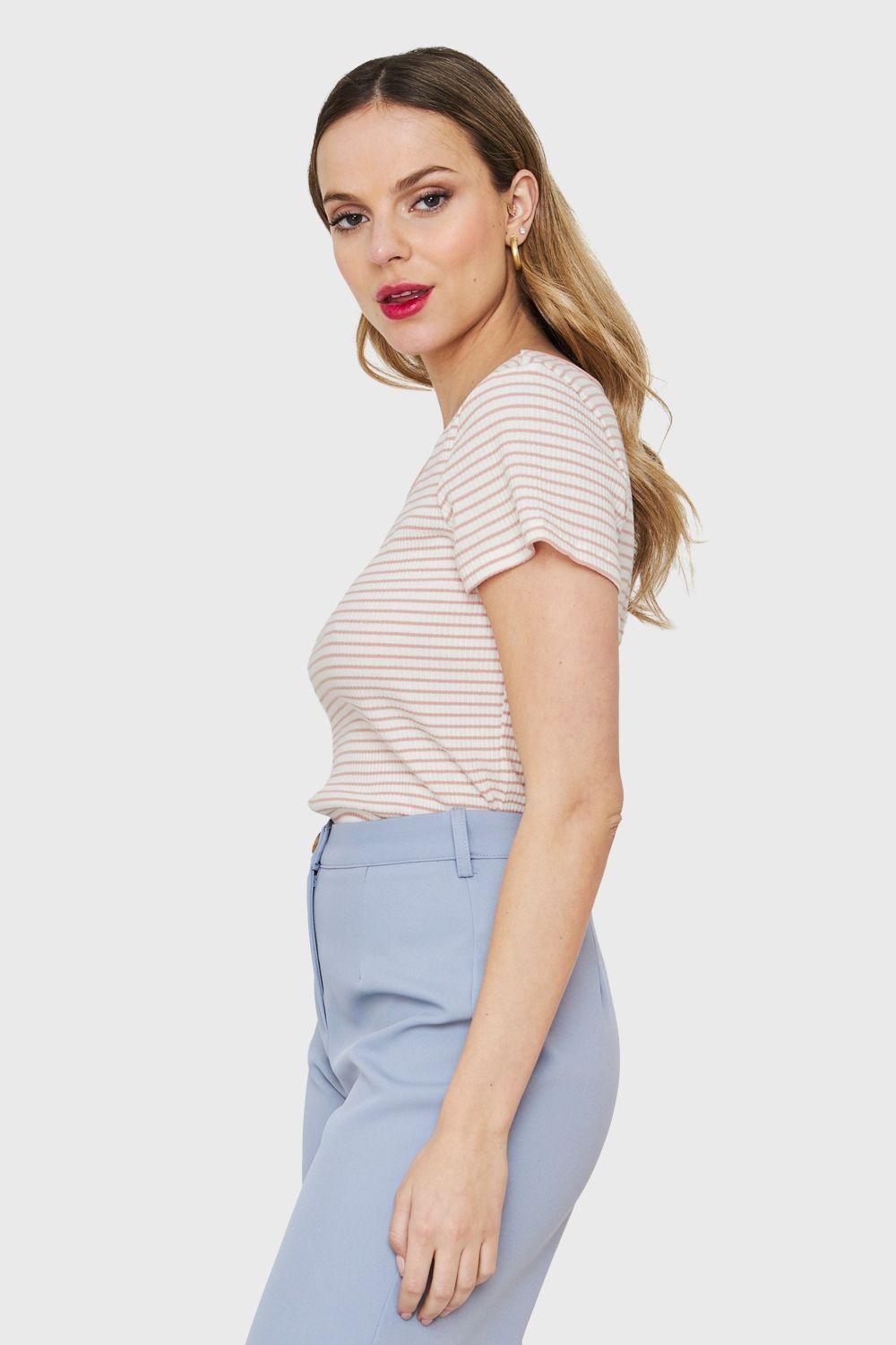 Polera Rayas Rosa Nicopoly-2