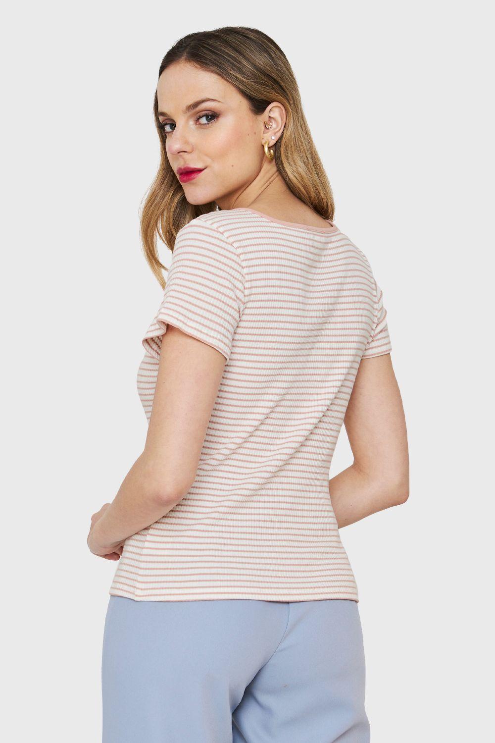 Polera Rayas Rosa Nicopoly-3