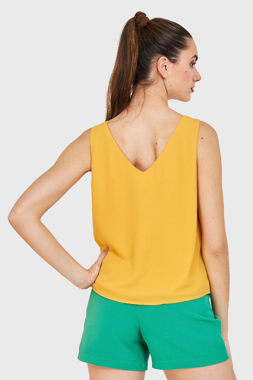 Blusa Básica Sin Mangas Amarillo Nicopoly-3